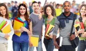 Multiracial university student tutor group